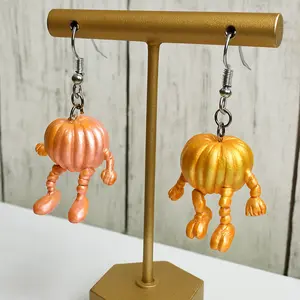 3D Printed Pumpkin Earrings - Cute Sitting Pumpkins for Halloween or Autumn Unisex Accessories with Unique Design and Color Options