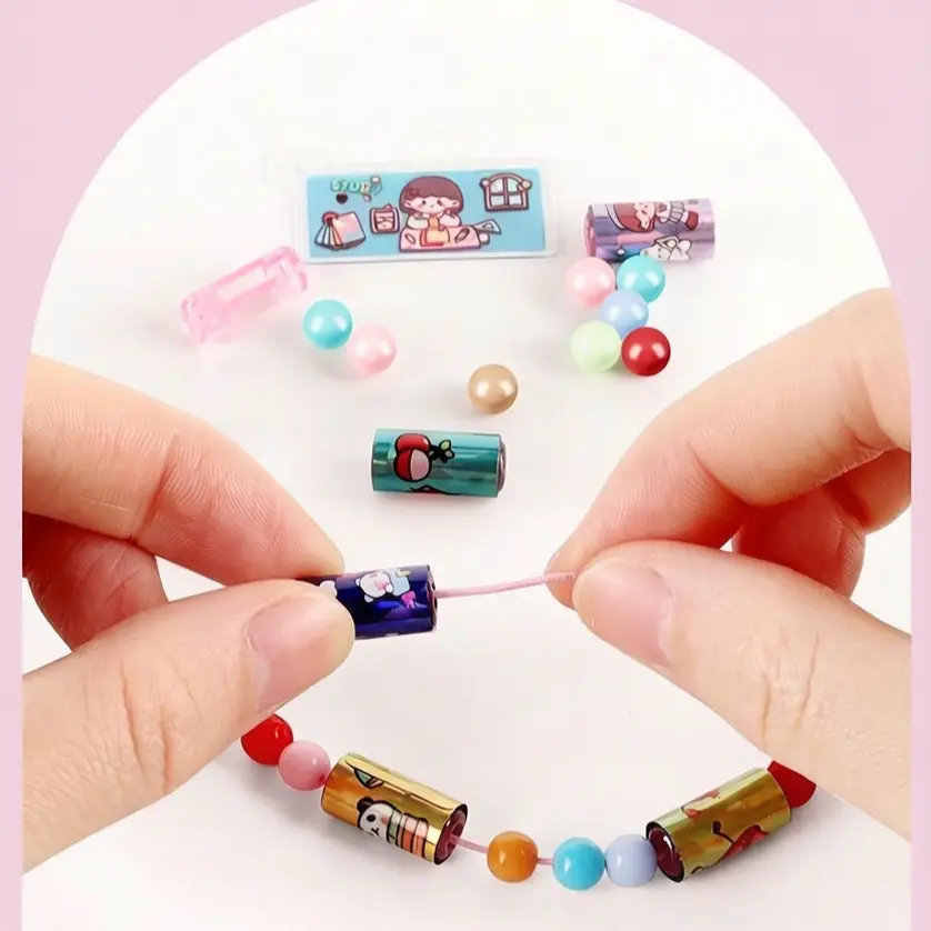 140pcs Mini Sticker Bracelets, with Beads, Wearable and Shareable, Cute Patterns, Craft, Decorate Items, Party Gifts, Child, Diary Decoration, Birthday Graduation Gifts