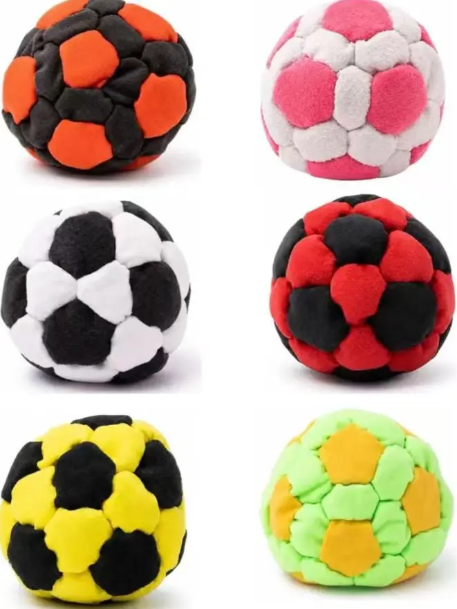 Soccer Hackys Footbag Sacks，Soft Plush Footbags for Adults,Durable Fleece Juggling Balls,for Foot Coordination Training, Stress Relief,Outdoor Play, Party Favors