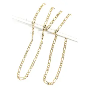 10k Solid Gold Figaro Chain 18-24 inches 2.5mm (Semi-Hollow Style)