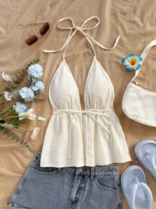 New Style Tie-Back Backless Halter Top, Fashionable Strapless Vest, Perfect for Summer, Trendy Women's Clothing, Chic