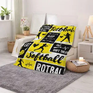 Softball Printed Blanket for Outdoor Sports Lovers Cozy Throw for Family and Friends Ideal for Baseball Enthusiasts Great Gift for Mother's Day Father's Day Christmas Valentine's Day and Birthday Softball Player Fans and Athletes Relaxing at Home or