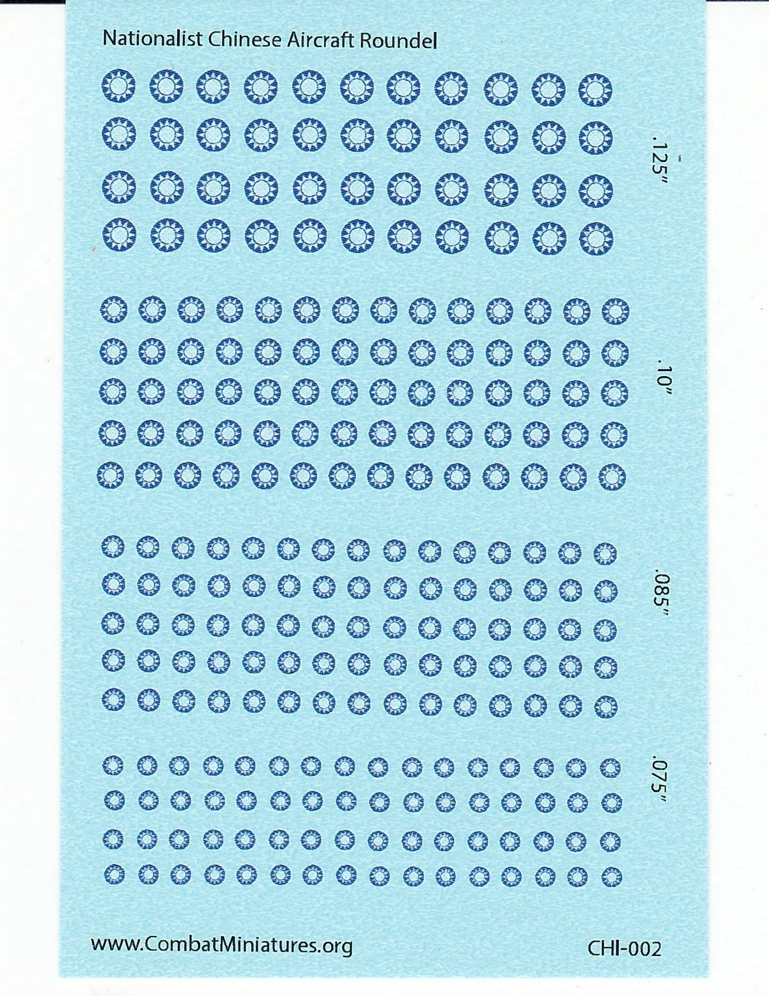 1/300, 1/600 Nationalist Chinese Roundel Water Slide Decals
