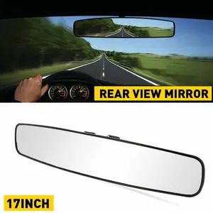 17in Universal Interior Clip On Clear Rear View Mirror, Anti-Fall Design, Easy Install for Car/SUV/Truck, HD Vision