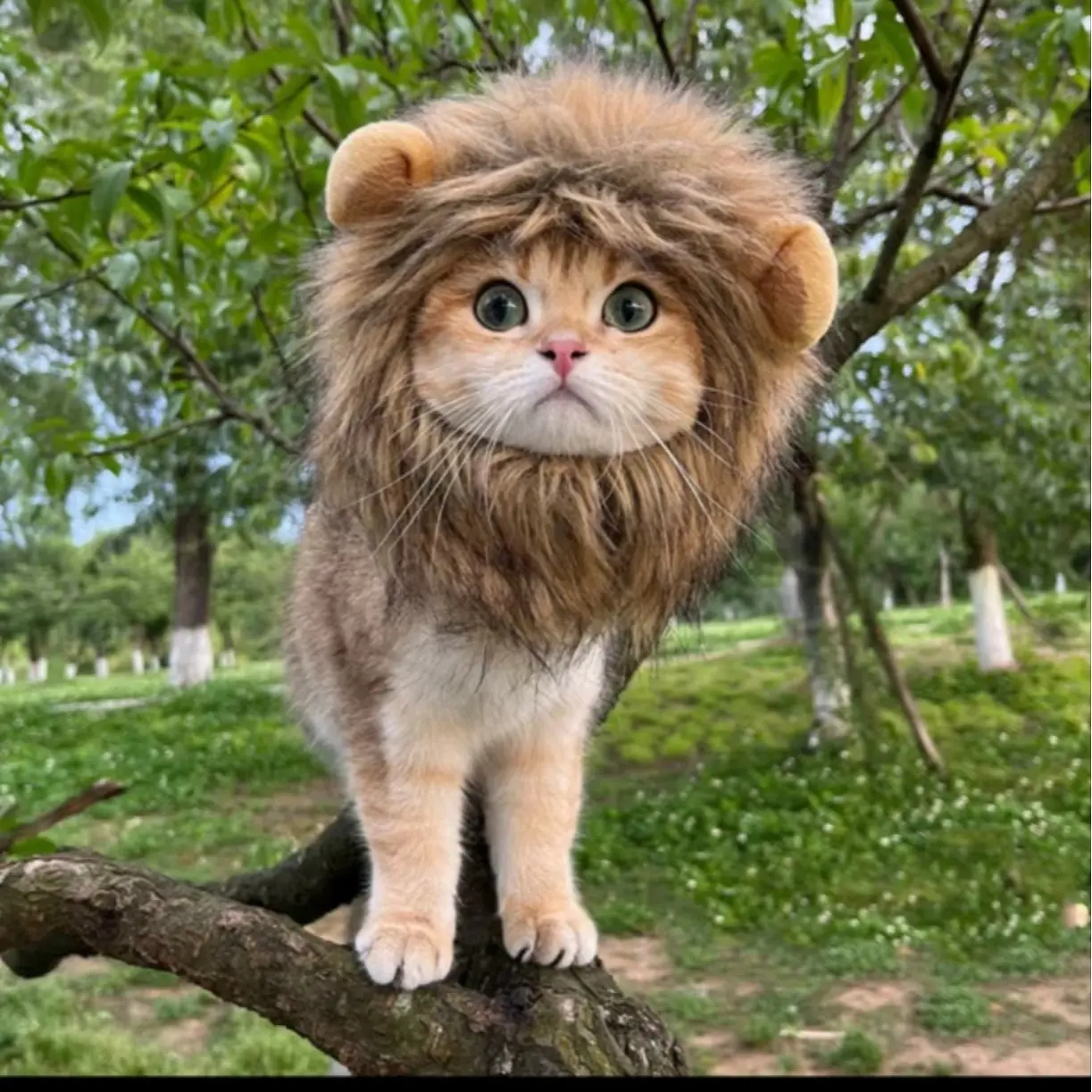 Acrylic Lion Cosplay Hat with Ears for Dogs - Classic Halloween Pet Costume, Multi-Size, Secure-Fit, Adjustable Design for Cats