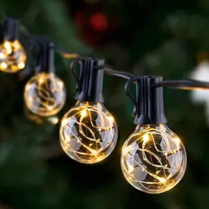 LED Outdoor String Lights 58Ft, Energy Saving Decorative Lighting for Patio Porch Garden Bistro Cafe Party Wedding christmas lights outdoor Decoration
