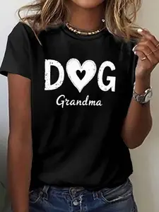 grandma DOG with paw print print t-shirt, short sl