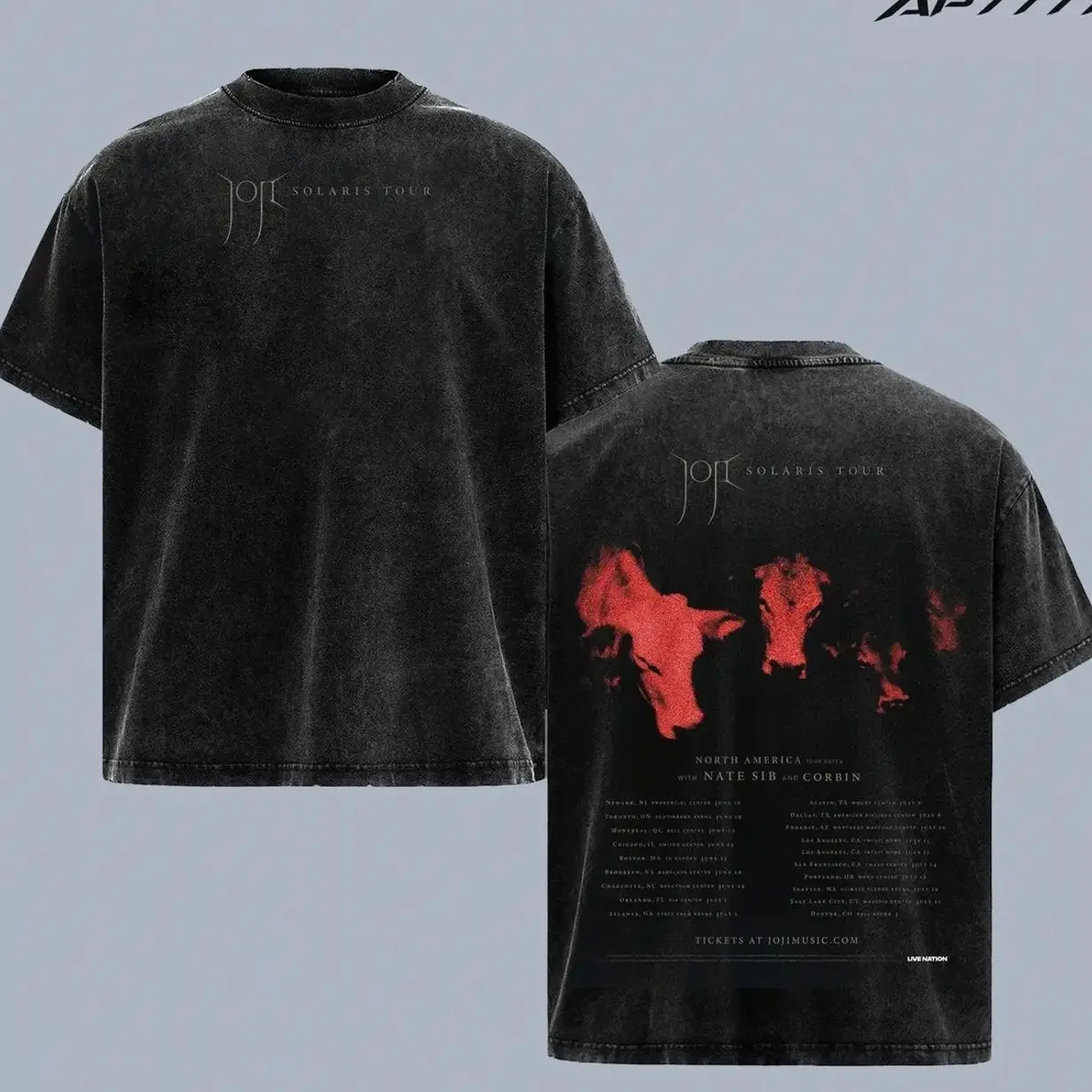 Joji Solaris Tour Vintage Washed T-Shirt, Dark Alternative Pop Graphic Tee, Double Sided Concert Merch Shirt, Retro Music Fan Gift, Oversized Heavyweight Unisex Streetwear Tee, Tour Dates Back Print Shirt L42