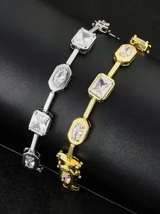 Iced Chics 1pc Hip-hop Synthetic Zircon Bracelet, Suitable for Daily Wear, Hip-hop Street Style, High Cost Performance, The Best Choice for Gifting, Fashionable Jewelry Accessories