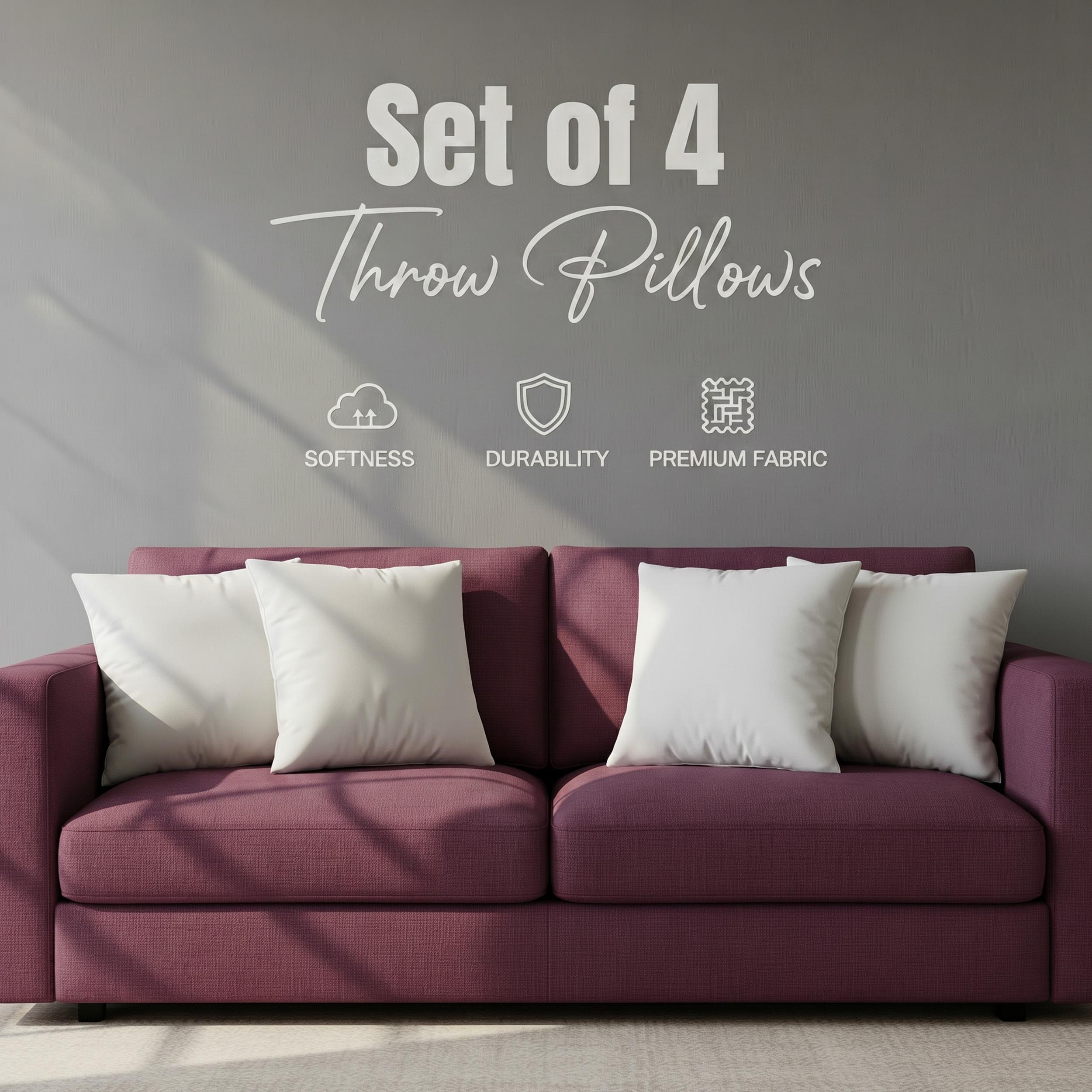 Utopia Bedding White Soft Throw Pillow Inserts – Pack of 4 – Plush Brushed Fabric, Breathable & Durable – Supportive Memory Foam for Sofa, Couch & Bed Decorative Cushion