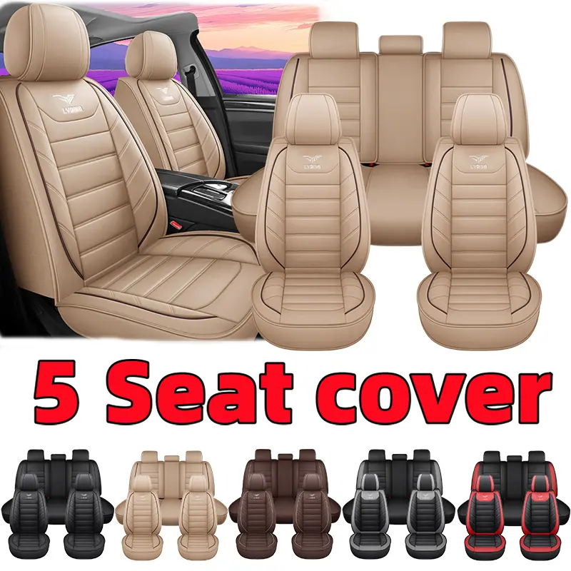 5-Seat Full Set Car Seat Covers - Waterproof & Wear-Resistant PU Leather - Soft & Comfortable - All-Season Fit - 5 Seats Throughout Vehicle