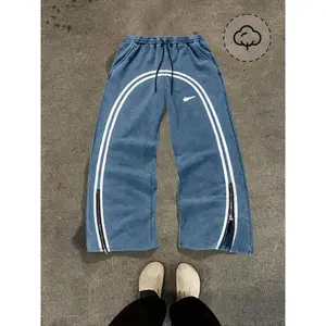 Men's star print washed worn-out drawstring sports pants, regular fit, casual and comfortable, fashionable pocket and zipper design, autumn and winter pants, sports bottoms, sports casual pantsRAIMENTRY