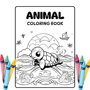 10 Page Animal Coloring Book - 4x6 Inch Stickers with Unique Adorable Animal Designs