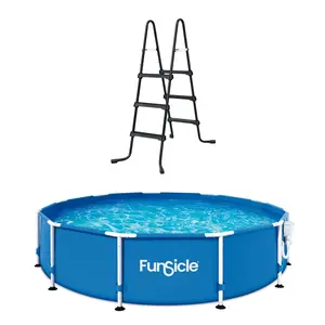 Funsicle 36 Inch SureStep 3 Stair Pool Ladder with 12' x 30" Round Swimming Pool