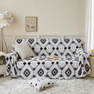 Tartan Boho Style Sofa Settee, Pet Scratch-Resistant Couch Towel, All-Season Non-Slip Decorative Protector, Bedroom & Living Room Home Decoration, Sofa Couch Covers