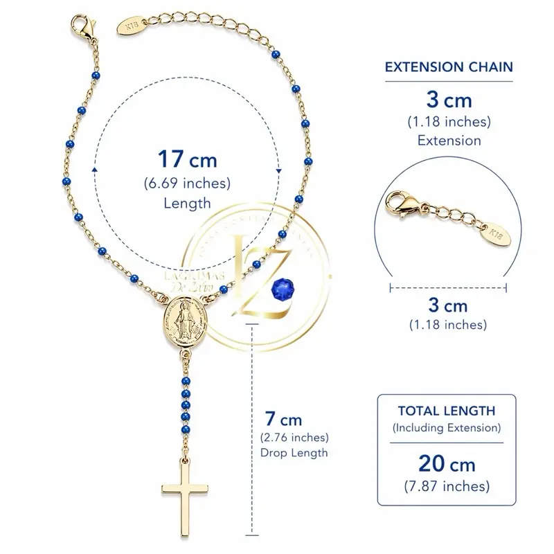 Rosary bracelet teal or dark blue available
