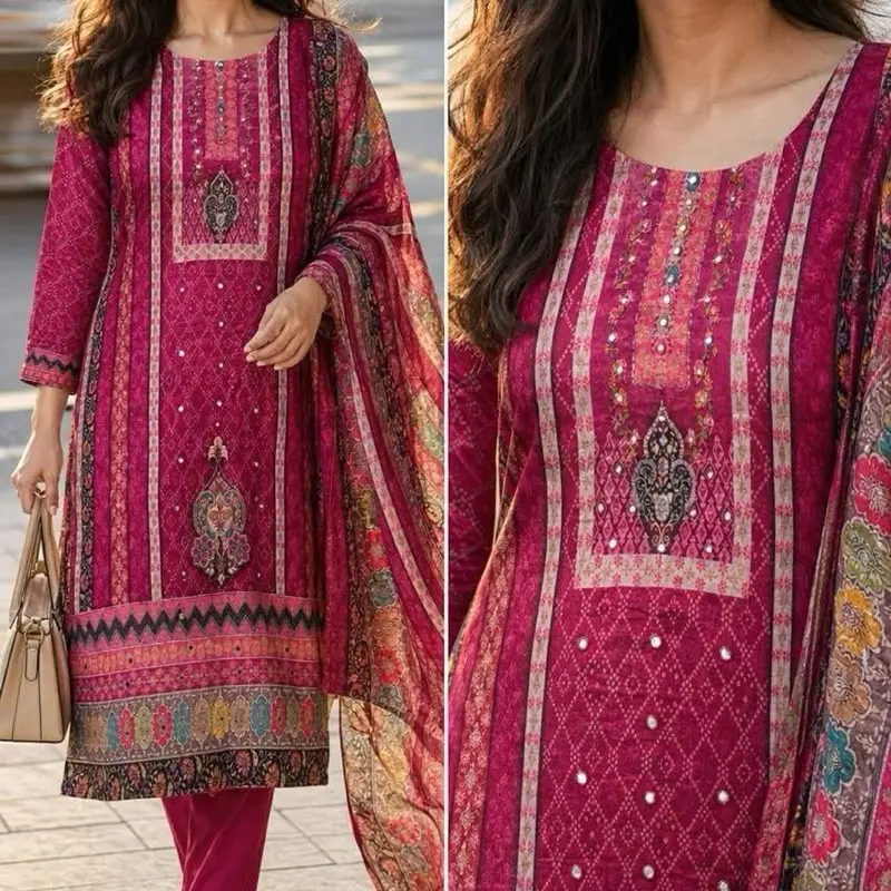 Pakistani-Style Silk Kurta Set, Soft Comfortable Lightweight Outfit for Summer Occasions