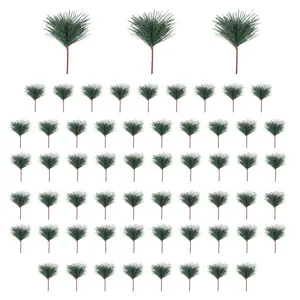 60 PC Artificial Green Pine Needles Branches-Small Pine Twigs Stems Picks-Fake Greenery Pine Picks for Christmas Garland