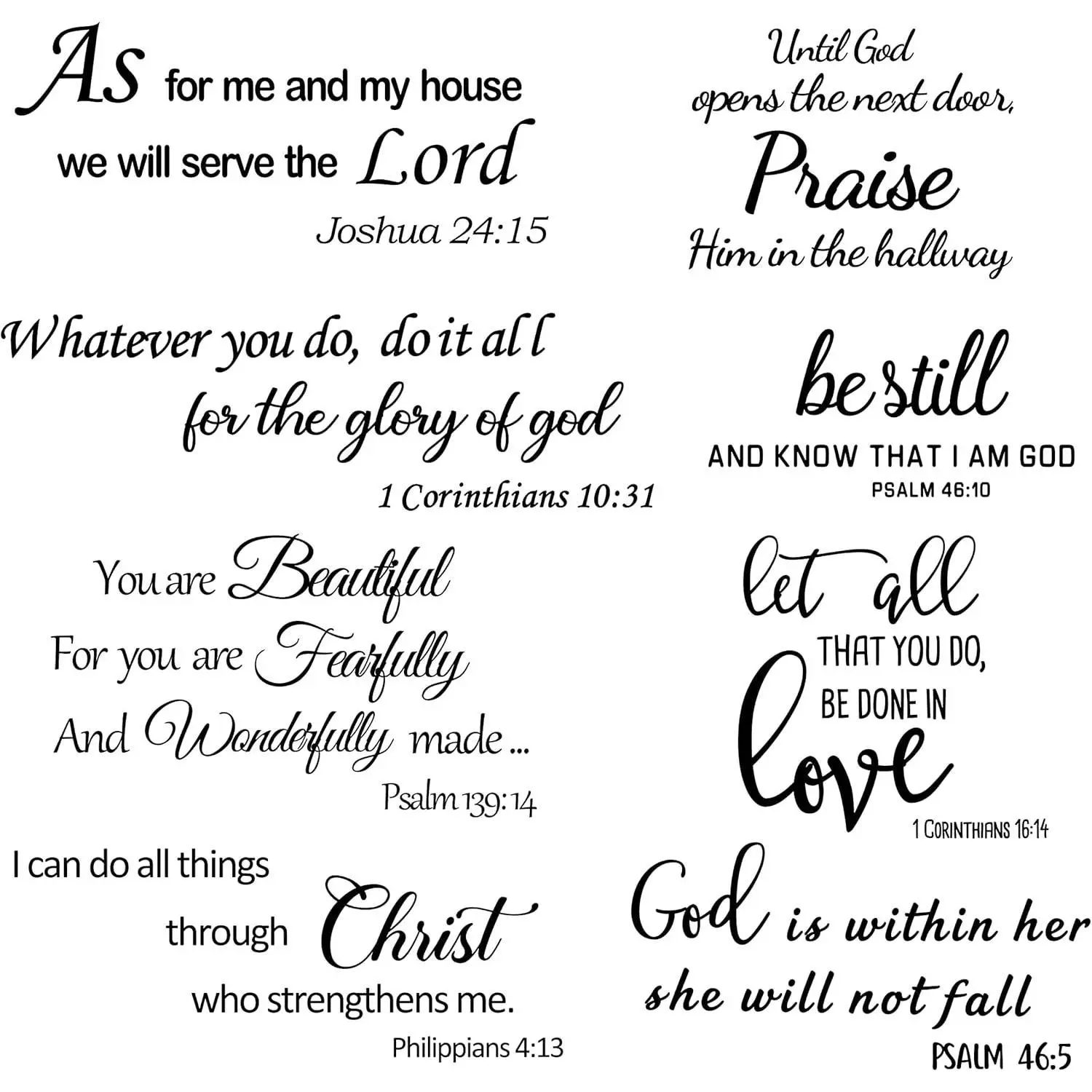 Bible Verse Wall Decals Inspirational Wall Decals Quotes Christian Scripture Religious Wall Stickers Peel and Stick Motivational Decal Postive Saying Wall Stickers for Women Family Home Bedroom Decor