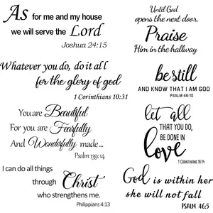 Bible Verse Wall Decals Inspirational Wall Decals Quotes Christian Scripture Religious Wall Stickers Peel and Stick Motivational Decal Postive Saying Wall Stickers for Women Family Home Bedroom Decor