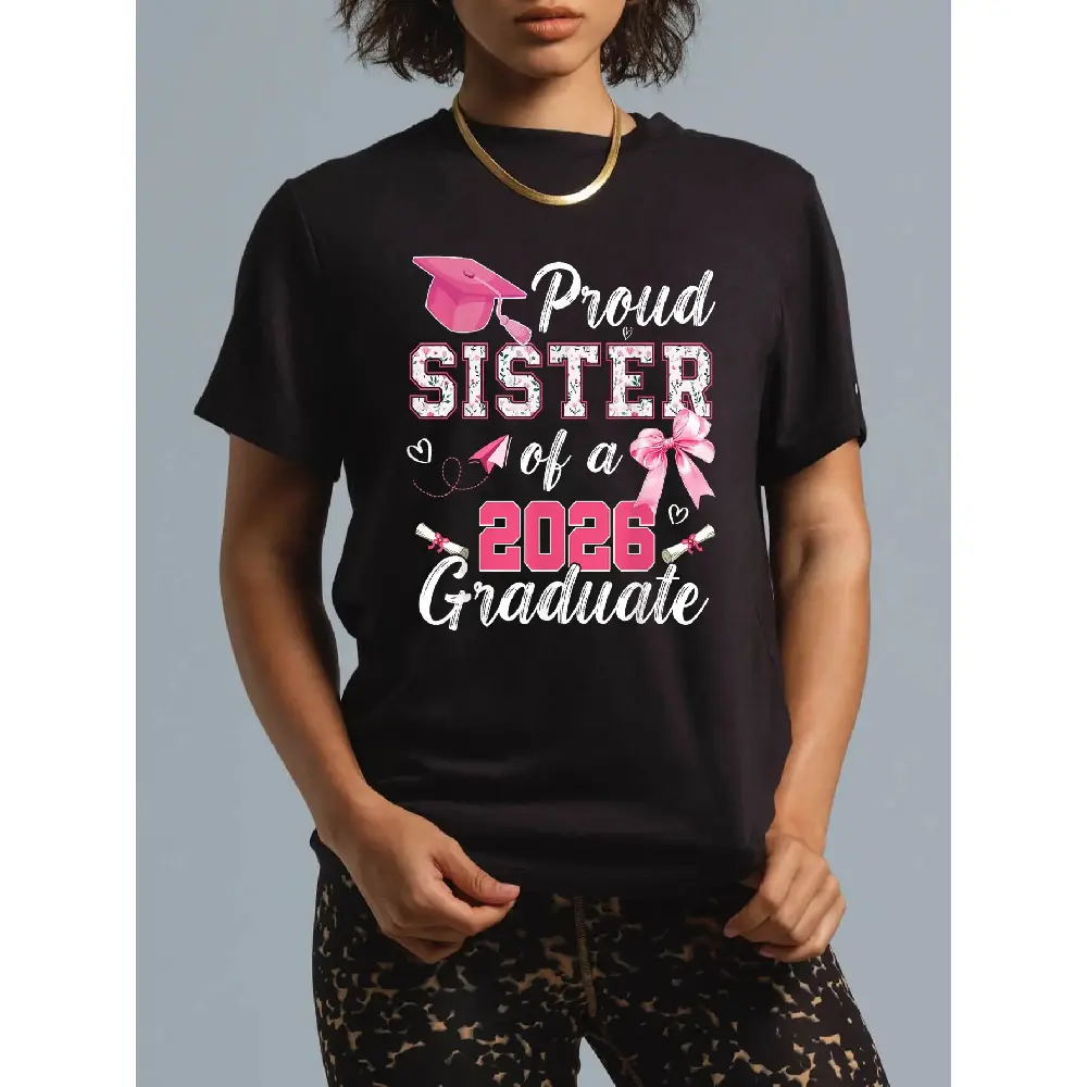 Cotton Unisex Graduation Family Senior Proud Sister Of A 2026 Graduate T-Shirt