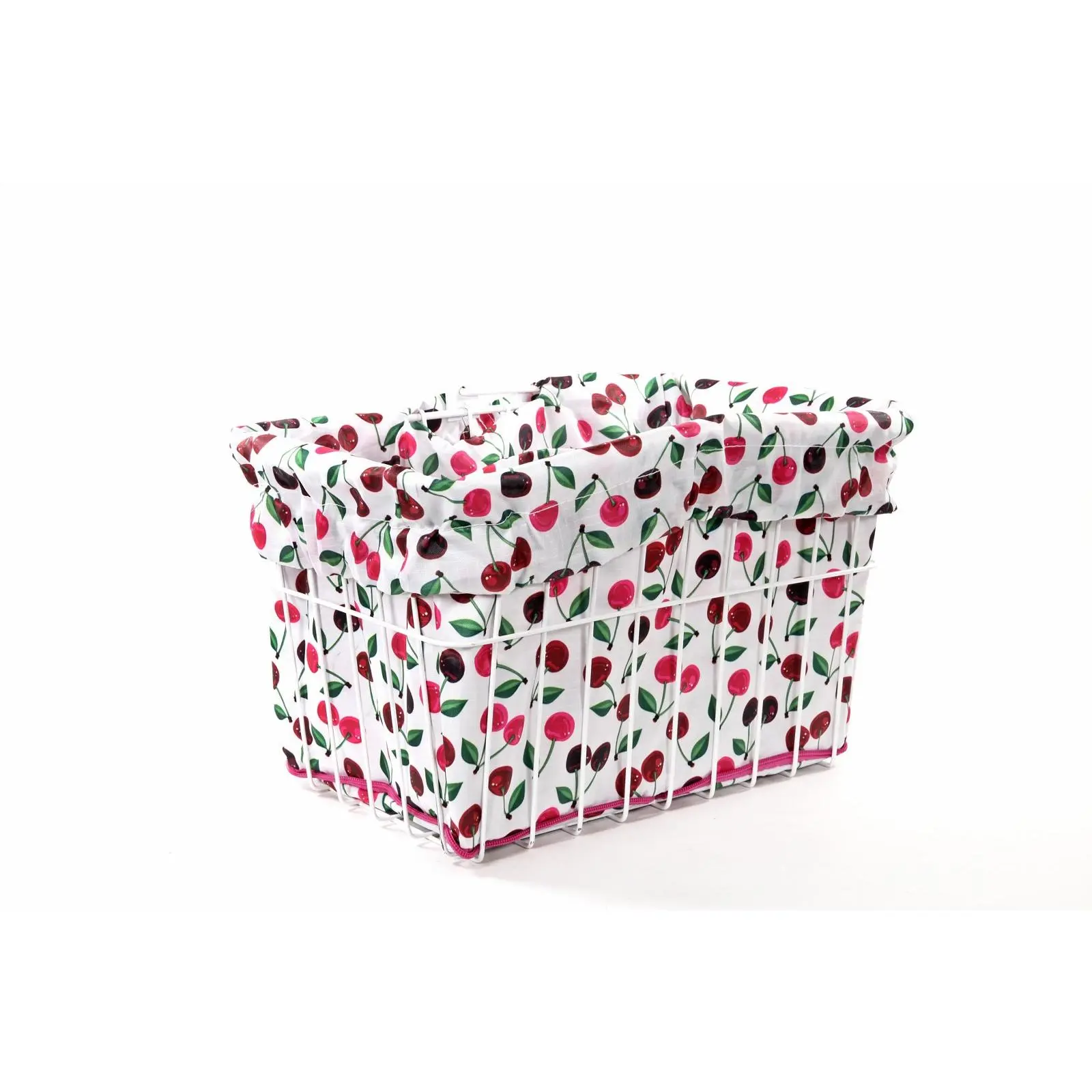 Cherry Pie Bike Basket Liner - 10x10x15 Inches, Water & Fade-Resistant, Reversible Draw Straps, Versatile Bag Design, Nylon Rip-Stop Material