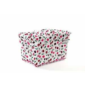 Cherry Pie Bike Basket Liner - 10x10x15 Inches, Water & Fade-Resistant, Reversible Draw Straps, Versatile Bag Design, Nylon Rip-Stop Material