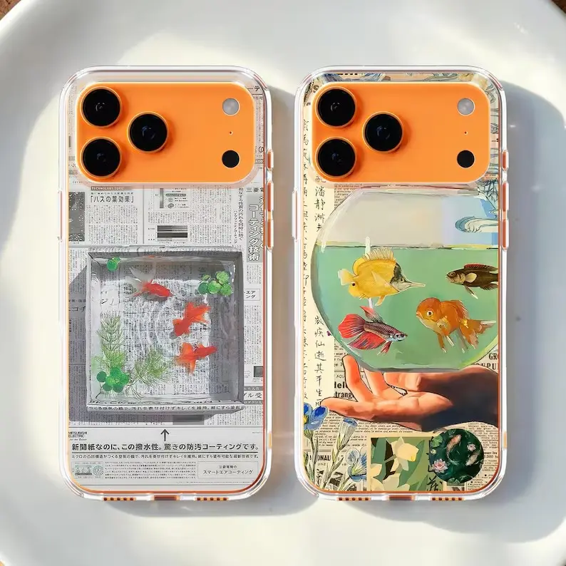 Ancient Goldfish Japan MagSafe Phone Case Newspaper Koi Fish Cover for iPhone 17 16 15 14 13 12 Pro Max Mini Samsung S26 S25 S24 S23 S22 S21 Ultra Plus FE MagSafe compatible