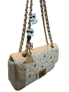 Pre-owned Karl Lagerfeld Leather Shoulder Bags Quilted Paris Flap Bag with Charms New