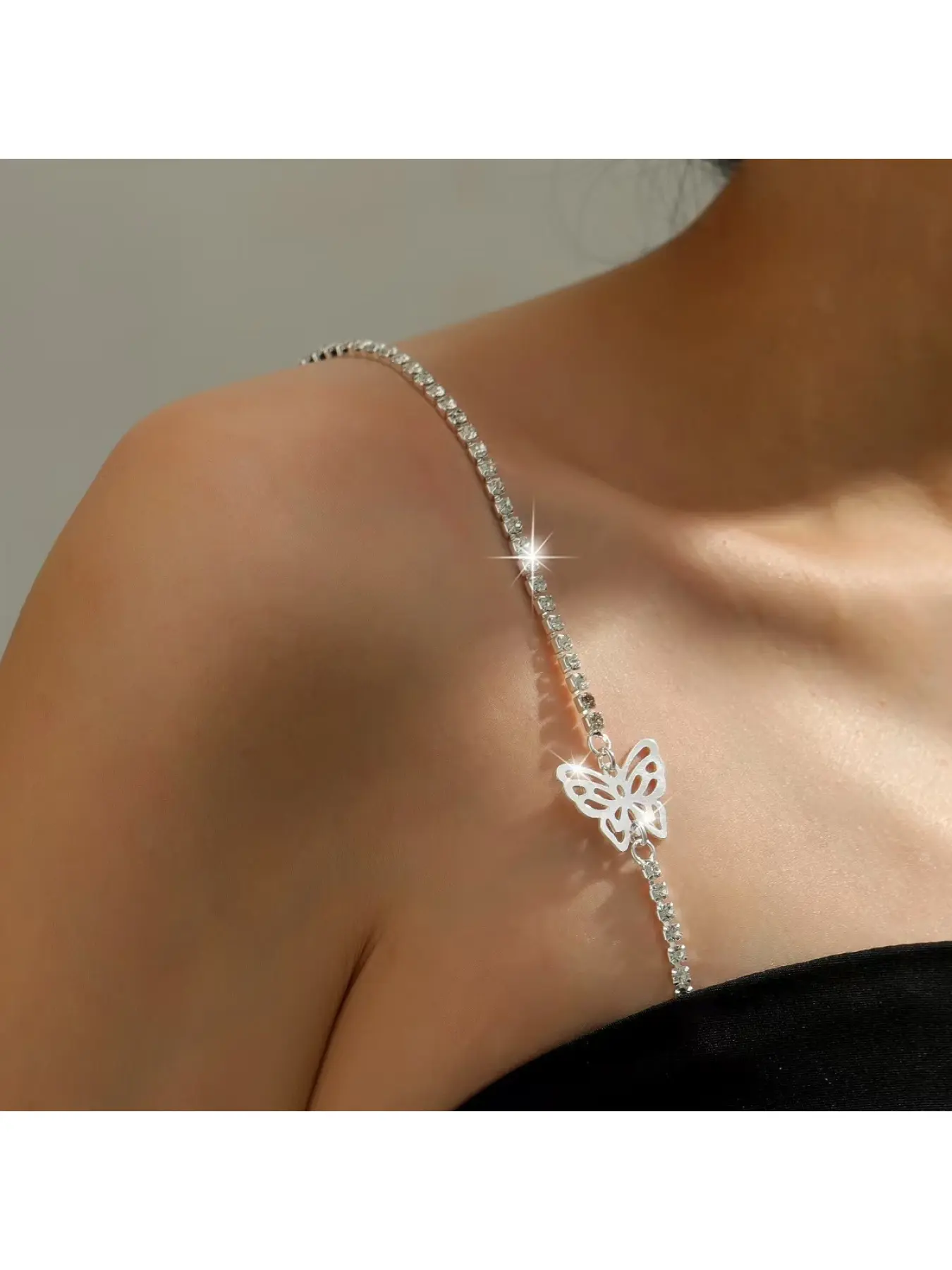 New style girls' rhinestone bra straps with butterfly and rose designs, can be worn as outer accessories, Bra Accessory