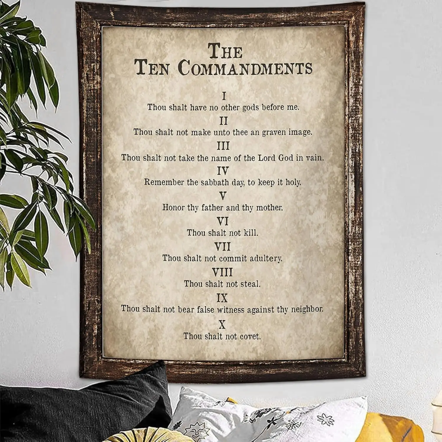 Christian Tapestry for Bedroom 10 Commandments Decor Religious Bible Tapestries Wall Hanging Home & Dorm Decor
