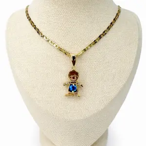 A31. Boy or Girl Pendant Necklace – Gold Plated. 20” laminado 14k
