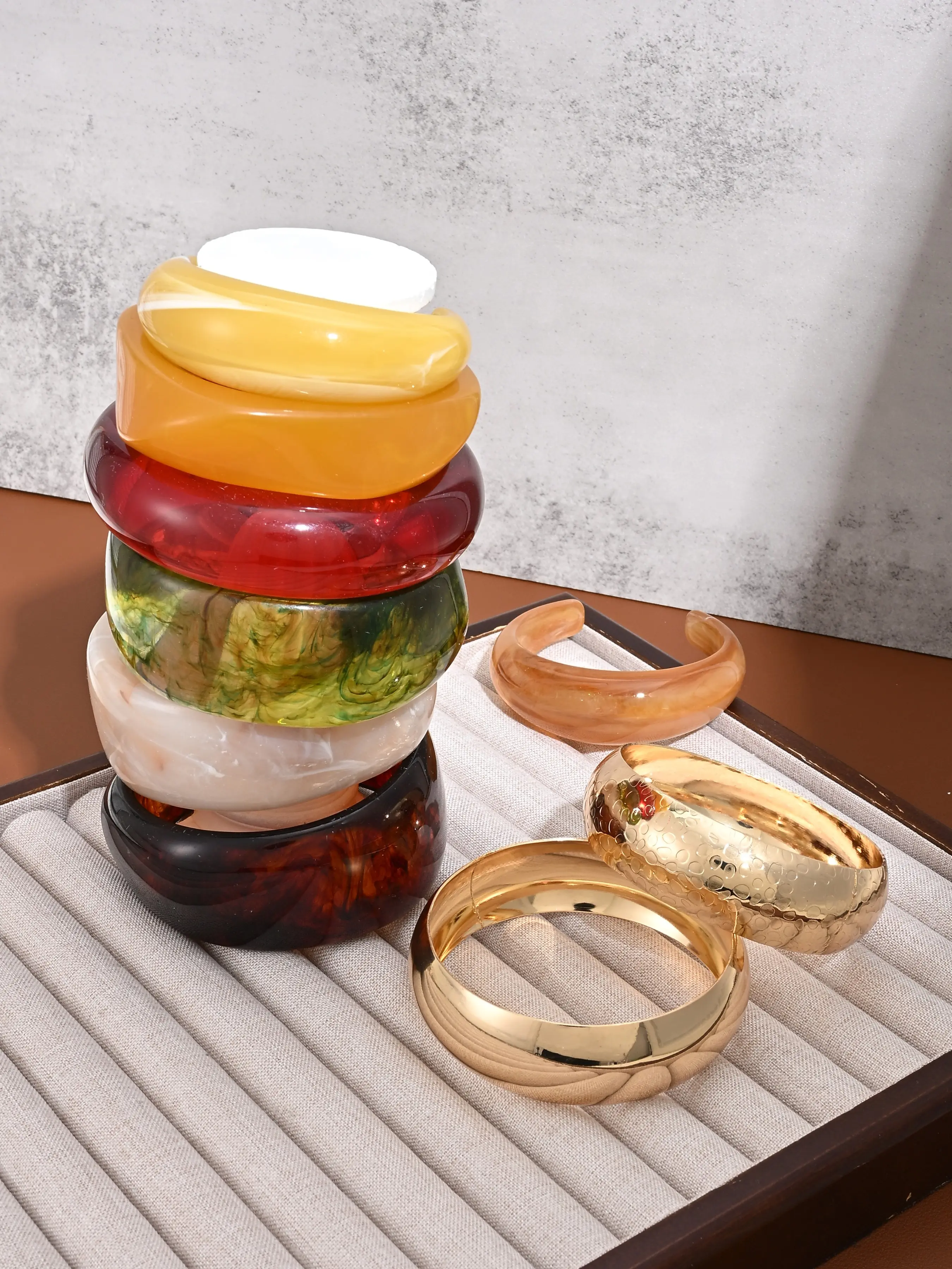 9-Piece Fashion Casual Resin Bracelet Set, Wide Band, Cuff Bracelet Stack, Versatile Bracelet, Stacked Design Bracelets, Mix Bracelets, Perfect for Daily Wear, Parties, Travel, Summer Accessories, Gift for Girlfriend, Mom