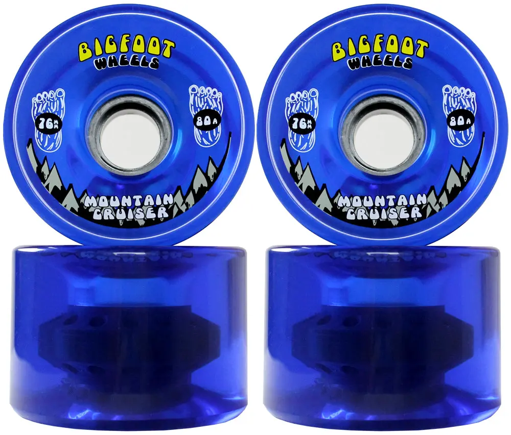 Bigfoot Longboard Wheels - 76mm Mountain Cruiser Translucent Blue