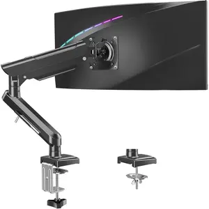 Single Monitor Desk Mount, 13-32 inch Adjustable Gas Spring Monitor Arm, Computer Monitor Stand Holder with Clamp and Grommet Base, Fits 4.4 to 22lbs Screens, VESA Mount Bracket, Black, Freelift Pro