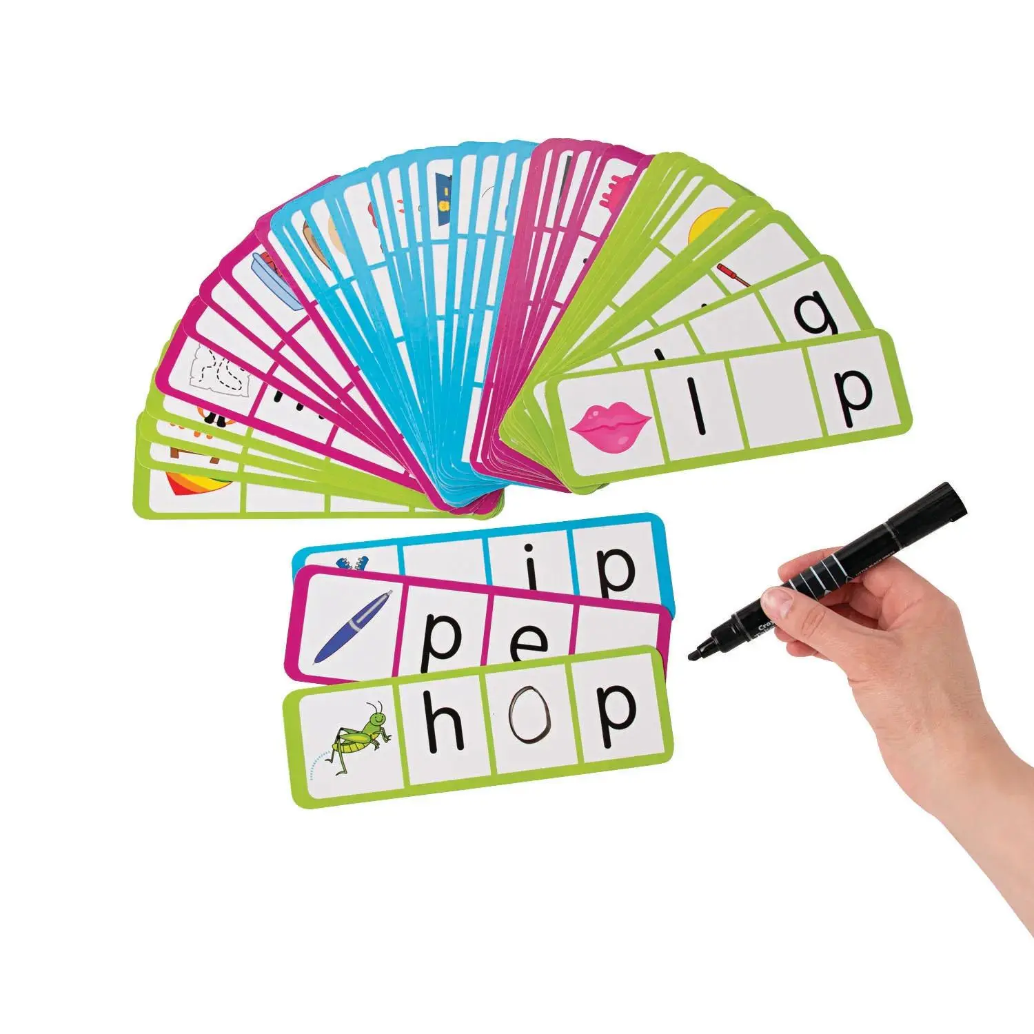 Fun Express 8" x 2 1/2" CVC Dry Erase Laminated Cardstock Card Set - 48 Pc.