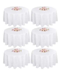 EMBER 6-Pack Round Tablecloths (Fits 2.5-8 ft Tables) - 60/90/120" Premium Polyester Table Covers, Wrinkle Resistant Bulk Linens for Weddings, Banquets, Buffets, Parties & Catering Events