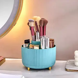 Multi-Functional Desktop Cosmetic Storage Display Rack, Makeup Brush Holder, 360° Rotating Organizer, Non-Slip Feet, Ideal for Bedroom Bathroom Use