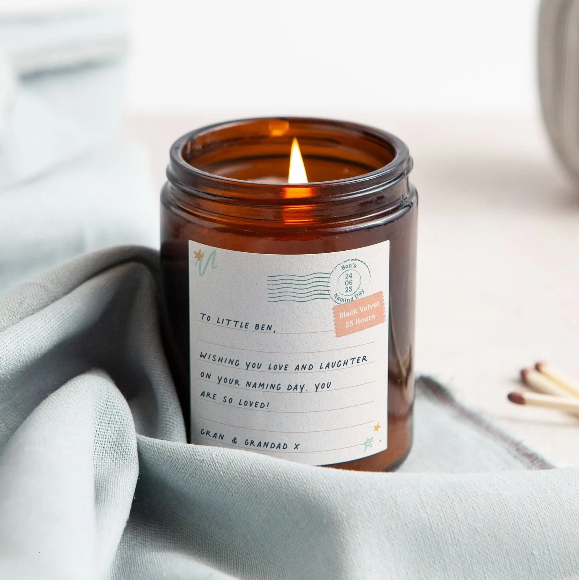 Naming Day Gift for Boy Letter Scented Candle