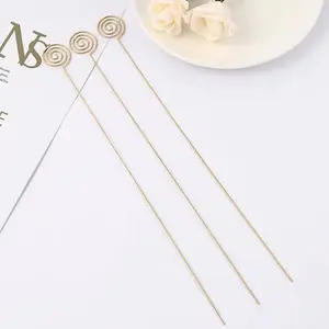 Spiral Metal Gold Floral Picks Card Holders (Pack of 10pcs)