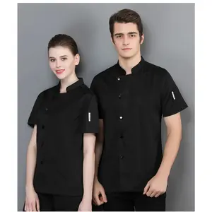 1pc Men's Summer Chef Coat - Ultra-Thin Breathable Polyester with Short Sleeves, White Professional Kitchen Uniform for Chefs & Cooks, Durable & Easy-Clean Workwear, Easyclean Material