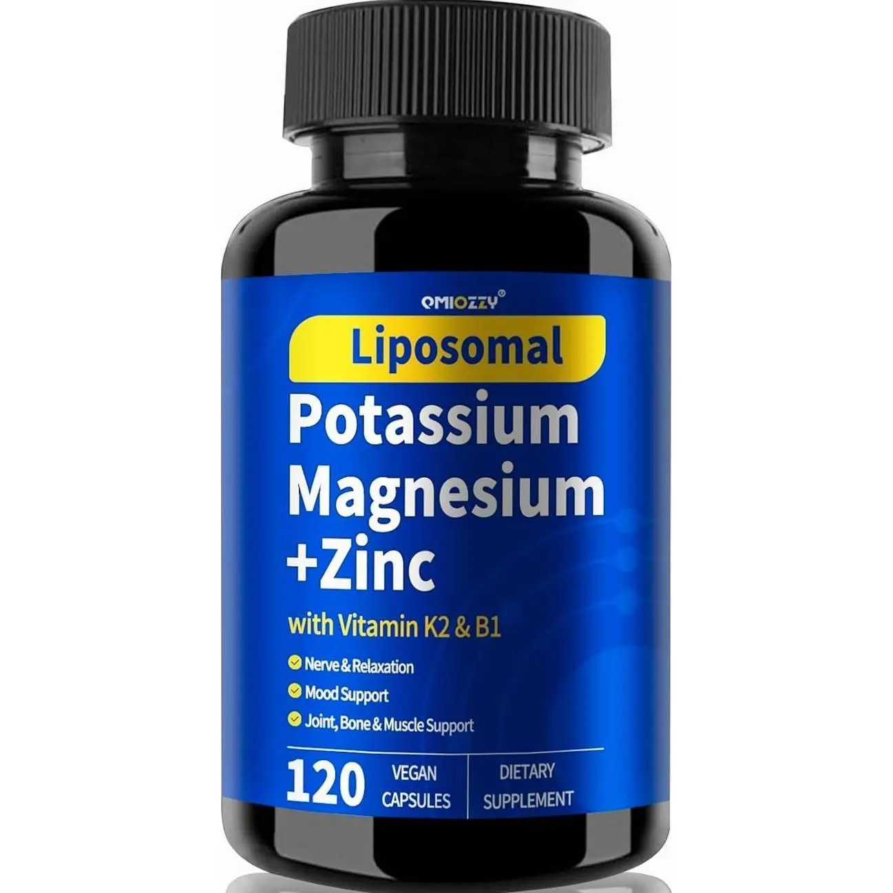 Potassium Magnesium Supplement, 1600mg Liposomal Magnesium Aspartate, Potassium Chloride, with Zinc, K2, Vitamin B1 for High Blood Pressure, Support Vascular, Bone & Leg Cramps, 120 Veg Capsules