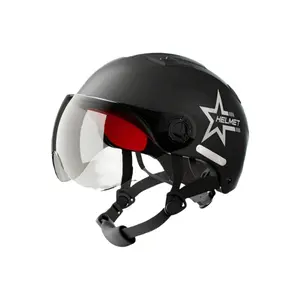 An Electric Vehicle Safety Helmet For Men And Women, Five-Pointed Star Icon, Fashionable Sunglasses Helmet, Reinforced ABS One-Piece Shell