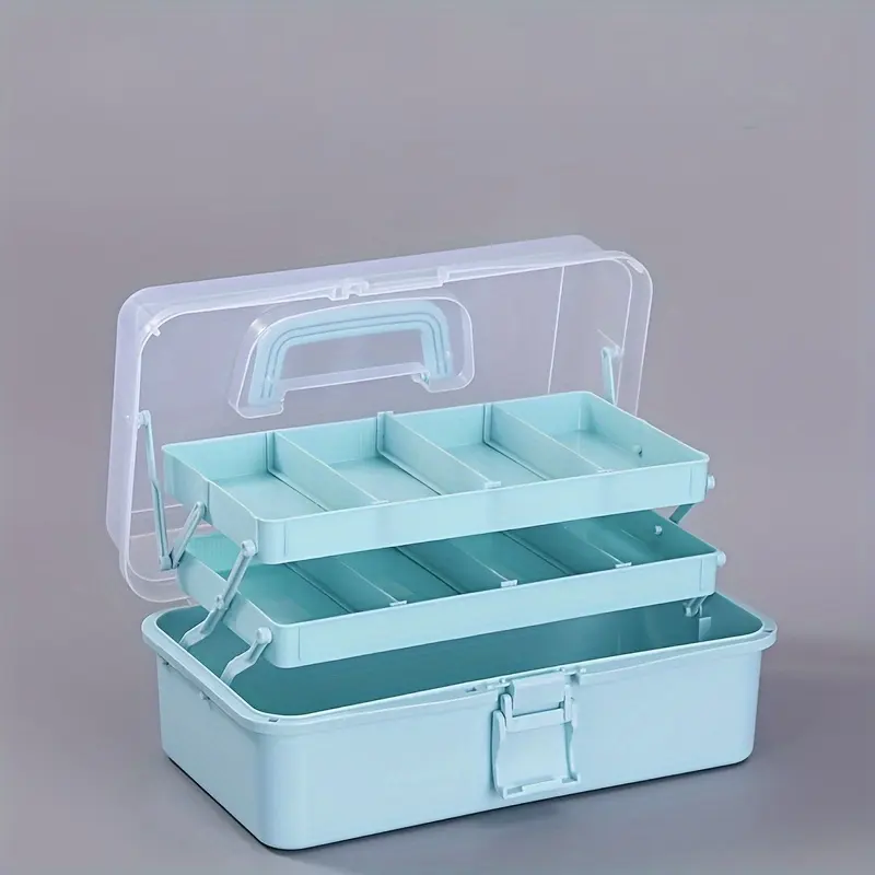 3-Layer Craft Storage Box with Adjustable Dividers — Portable Foldable Organizer for Art Supplies, Tools & Sewing