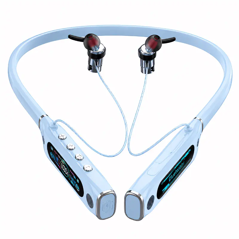 Bluetooth Neckband Headset – Wireless Connection Electronic Audio Device with Silicone Build, Button Controls, TF Card Support, HD Sound, 1000mAh Battery Playtime for Students, Daily Commute