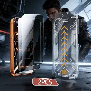 [2PCS] Screen Protector-Dust-free Applicator FOR iPhone 17/16/15/14/13/12 " 2026 New " ( Easy Installation) Headset Covered, dustproof earpiece,, Electroplated Layer, 9H scratch resistant，Tempered glass, Protection