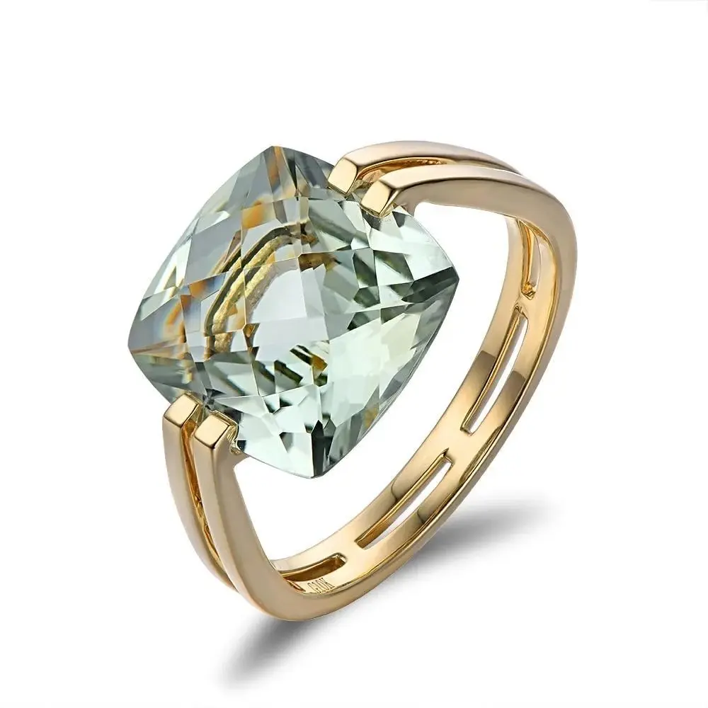 Women's Casual Square-Cut Synthetic Zirconia Ring - Copper-Plated Finish, Unique Setting, Graphic Clean Flowing Lines, Double-Band Design, Daily Wear Holiday Gift