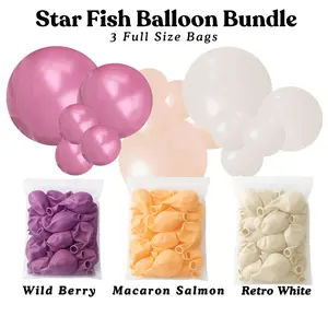 Star Fish Balloon Bundle - Wild Berry, Macaron Salmon, Retro White