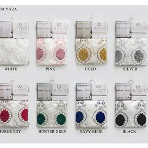 Regency 8-Piece Luxury Curtain Set – Red & White | Premium Beaded Window Treatment with Embellished Waterfall Valances & Satin Panels for Elegant Home Decor