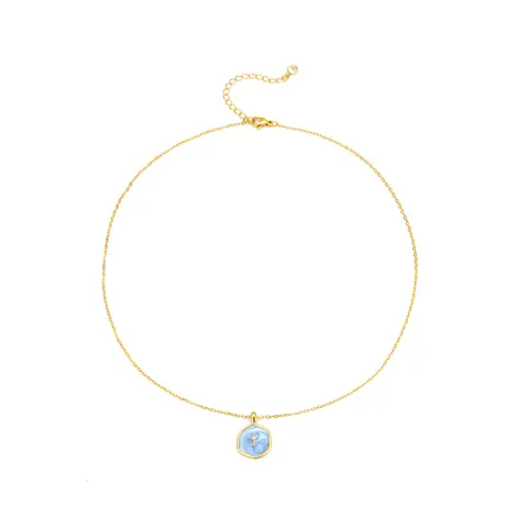 Tewiky Gold Detachable 20mm White Clover Pendant Necklace with Cubic Zirconia Outline, Dainty Lucky Four-Leaf Charm Necklace for Women, Trendy Daily Wear & Mother's Day Gift Jewelry